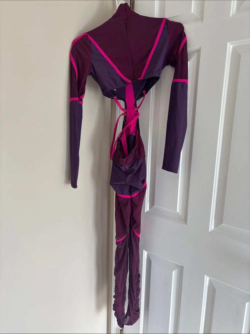 Kids Dance Costume - Purple with Hot Pink Trim